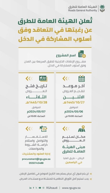 الهيئة العامة للطرق تفتح الباب للإعلانات الخارجية على الطرق السريعة بين المدن